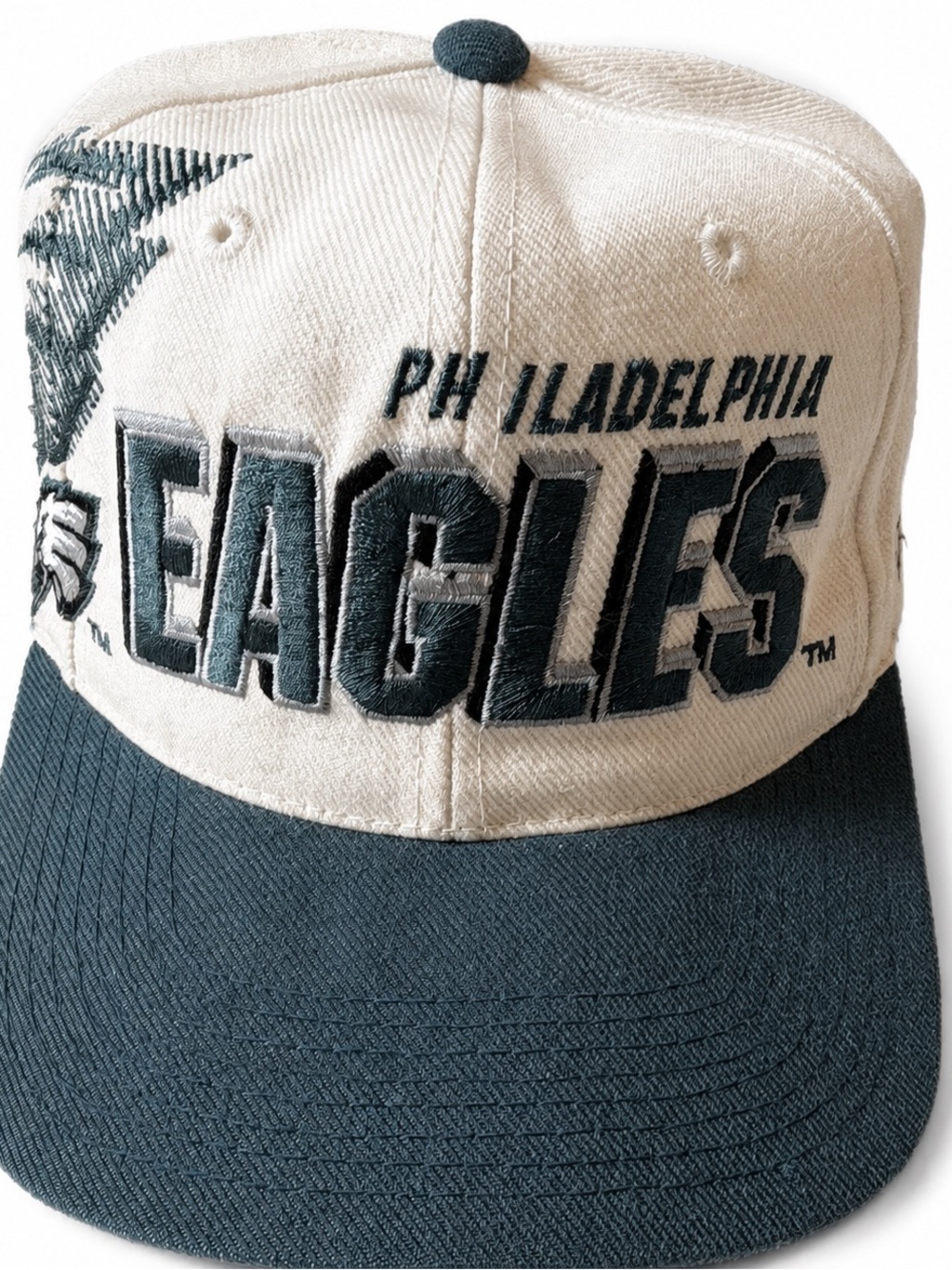 VTG Sports Specialties Philadelphia Eagles Hat Adult White NFL Shadow Script 90s